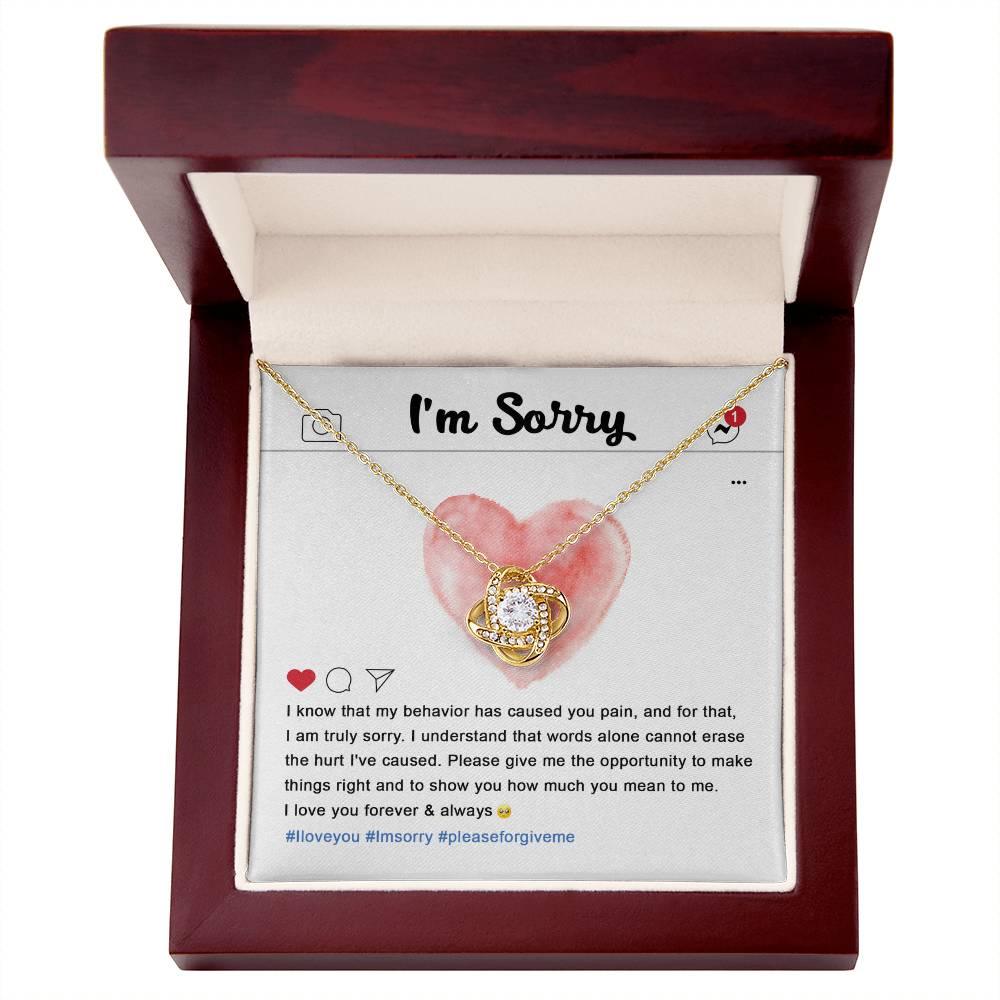 Apology Gift for Girlfriend, Wife, Soulmate - Sorry, Cannot Erase - Love Knot Pendant Necklace - Mallard Moon Gift Shop