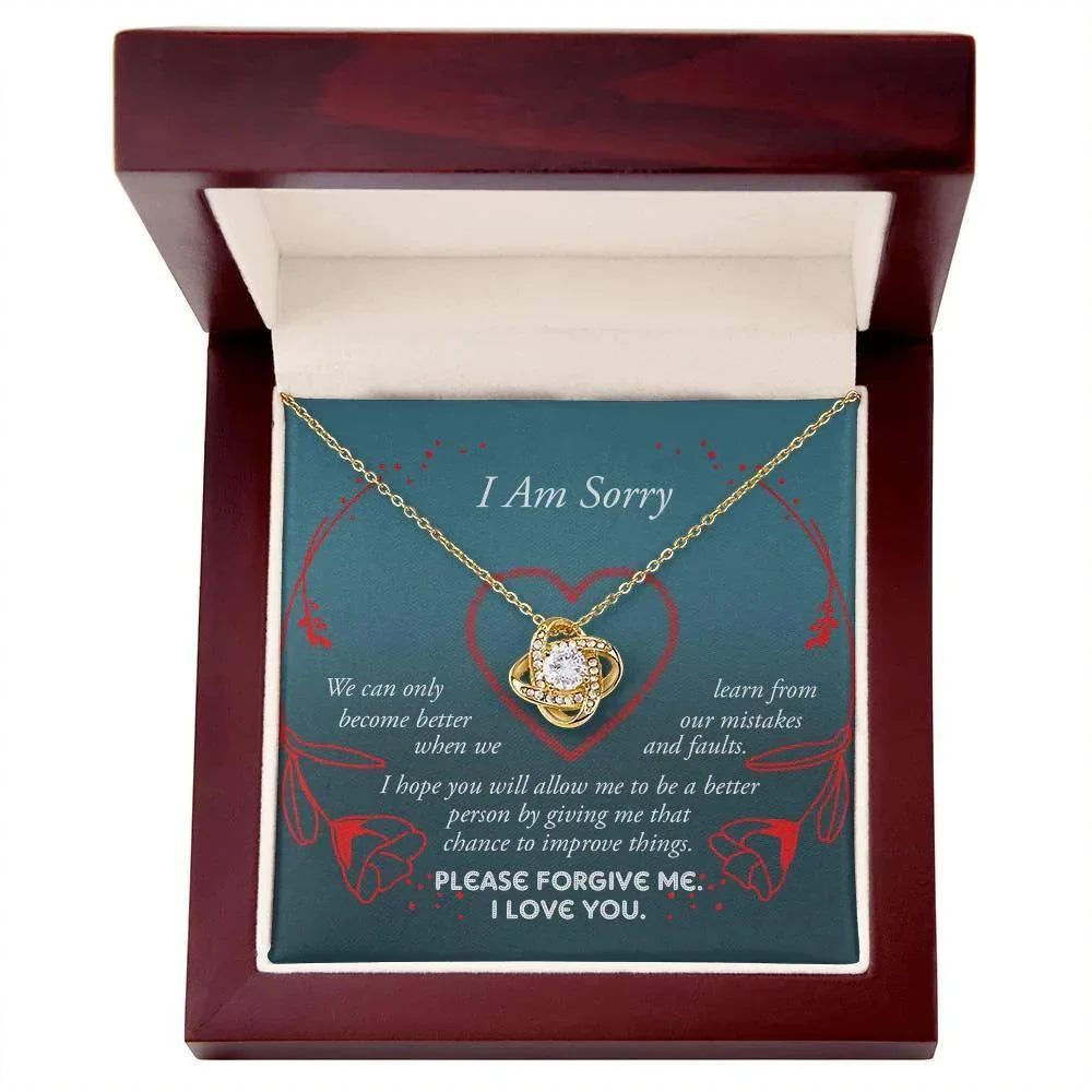 Apology Gift for Girlfriend, Wife, Soulmate - Sorry, Mistakes And Faults - Love Knot Pendant Necklace