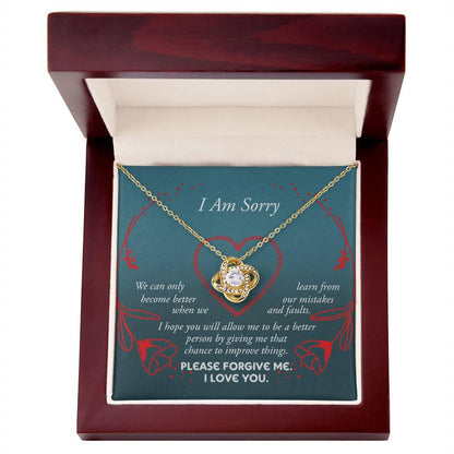 Apology Gift for Girlfriend, Wife, Soulmate - Sorry, Mistakes And Faults - Love Knot Pendant Necklace - Mallard Moon Gift Shop