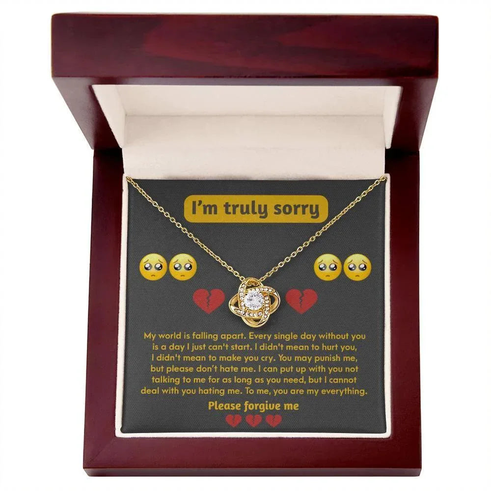 Apology Gift for Girlfriend, Wife, Soulmate - Sorry, Make You Cry - Love Knot Pendant Necklace