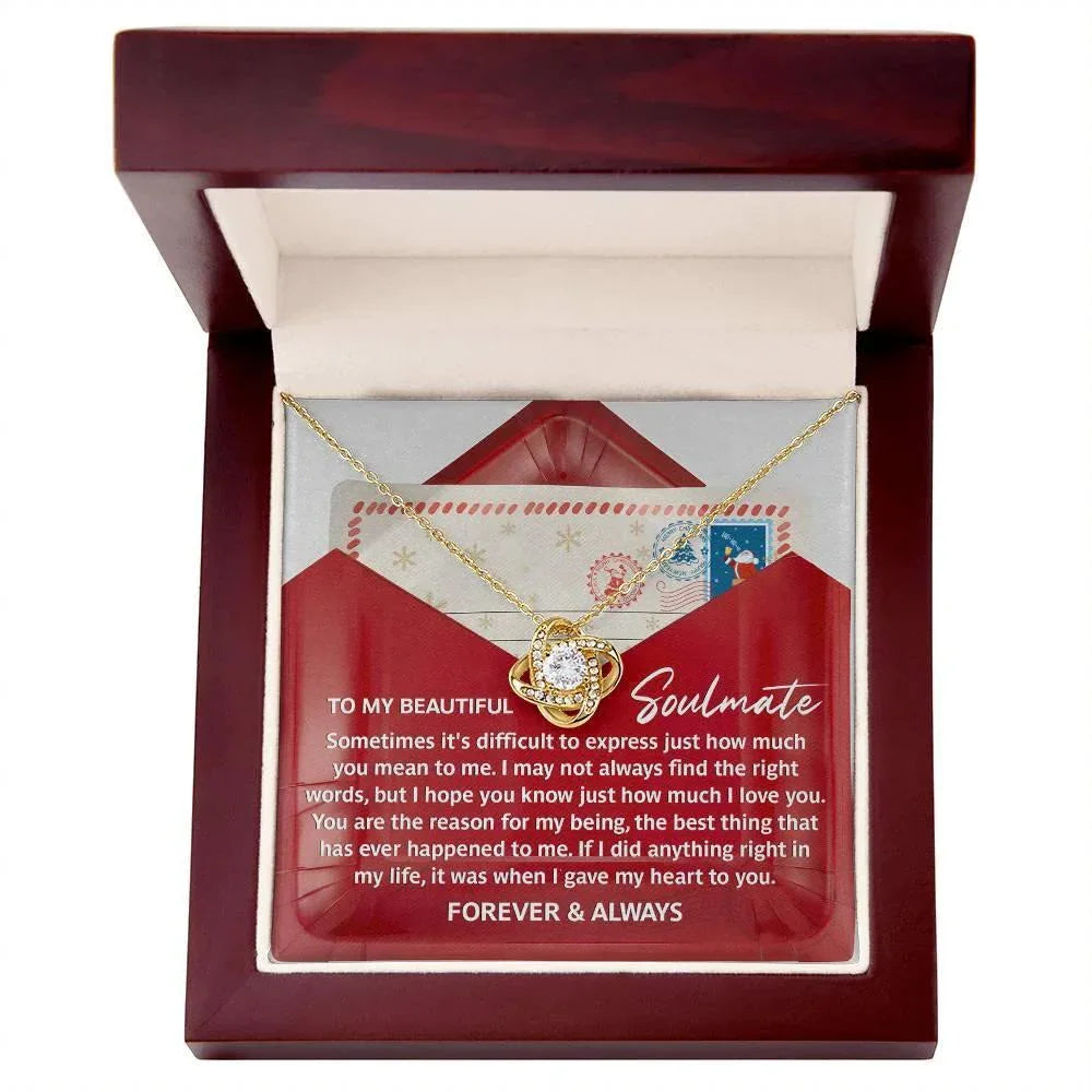 Soulmate Love Knot Necklace – “Forever & Always” Letter-Inspired Romantic Gift for Her