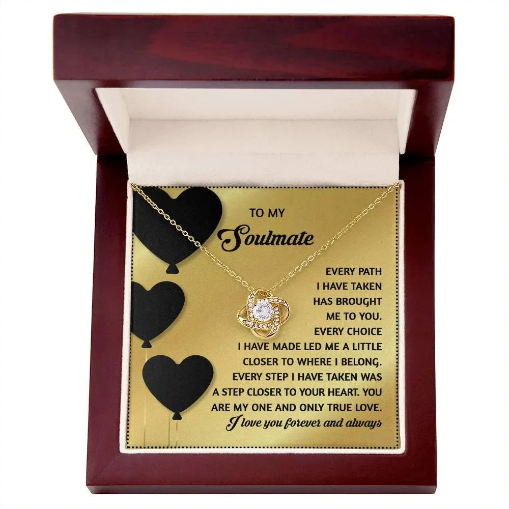 Gift for Soulmate - A Step Closer - Love Knot Pendant Necklace - A Romantic Valentine’s Gift for Your One True Love