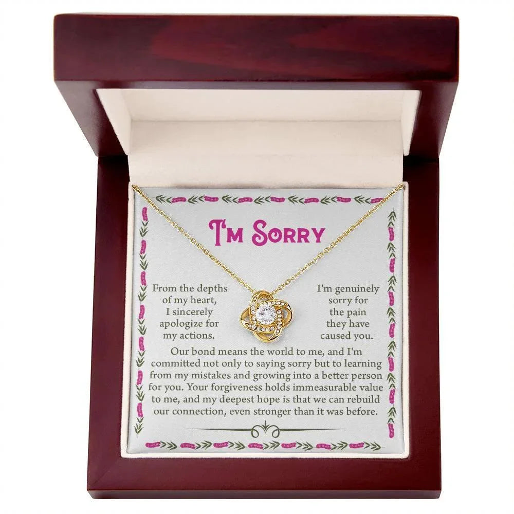 Apology Gift for Girlfriend, Wife - Sorry, For the Pain I Caused - Love Knot Pendant Necklace