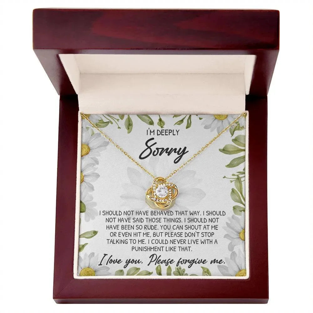 Apology Gift for Girlfriend, Wife, Soulmate-Sorry, Please Don't Stop Talking - Love Knot Pendant Necklace