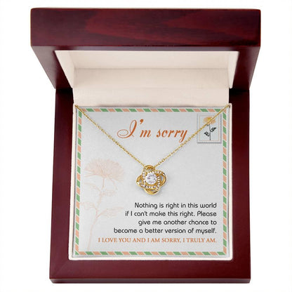 Gift for Girlfriend, Wife-Sorry, Another Chance-Love Knot Pendant Necklace - Mallard Moon Gift Shop