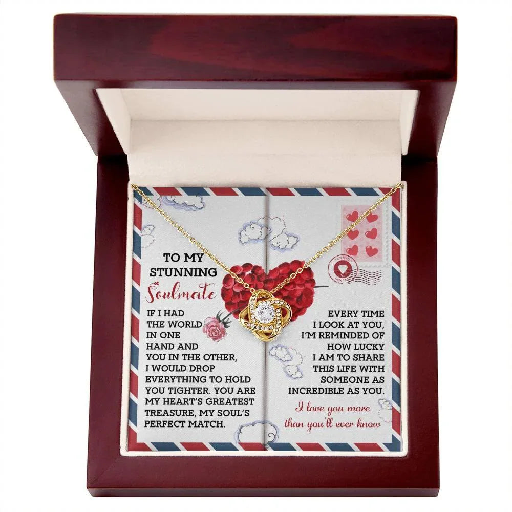 Romantic Anniversary, Valentine's Day Gift for Soulmate, Wife, Girlfriend - My Heart’s Greatest Treasure - Love Knot Pendant Necklace