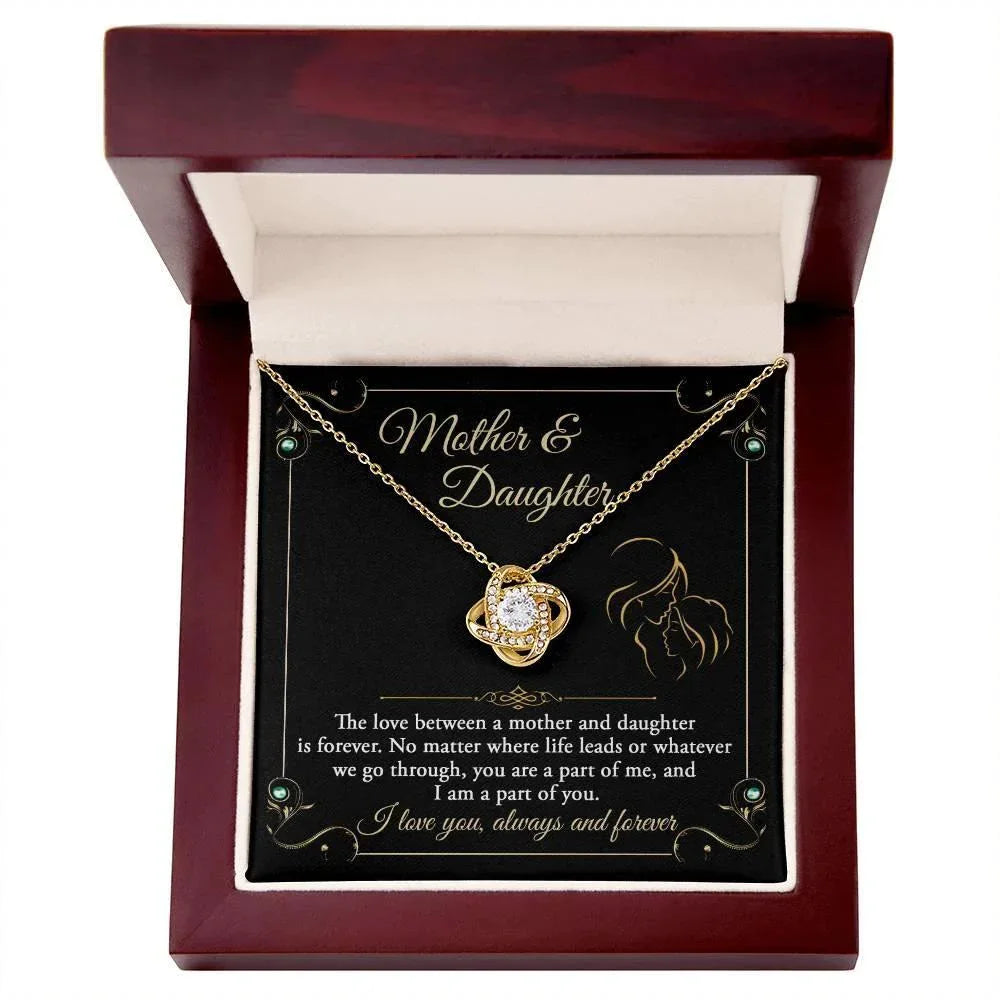 Mother and Daughter- You are a Part Of Me and I am a Part of You Love Knot Necklace
