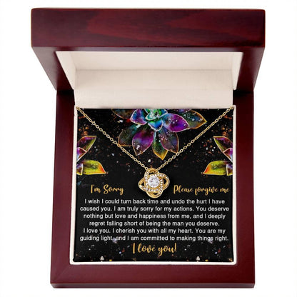 Apology Gift for Girlfriend, Wife, Soulmate - Sorry, All My Heart - Love Knot Pendant Necklace - Mallard Moon Gift Shop