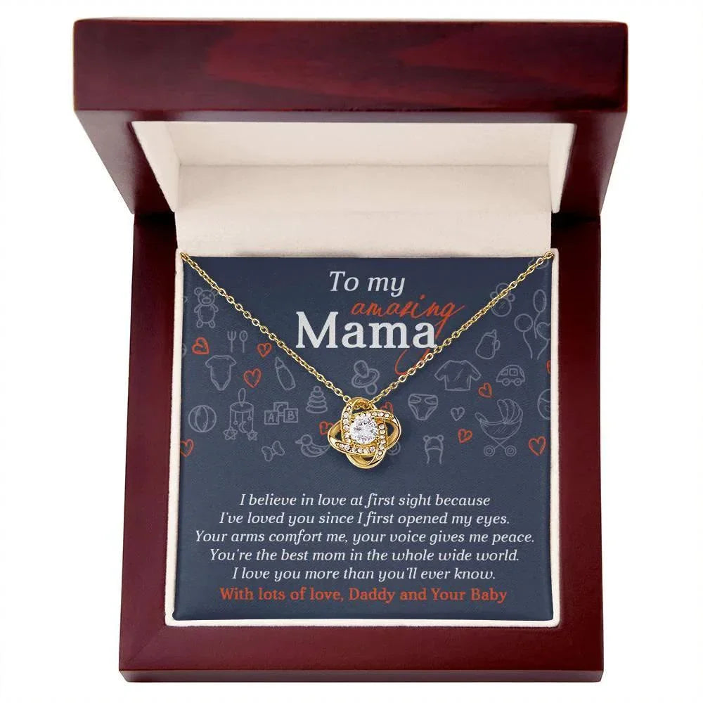 Mom To Be-At First Sight To My Mom - Love Knot Necklace