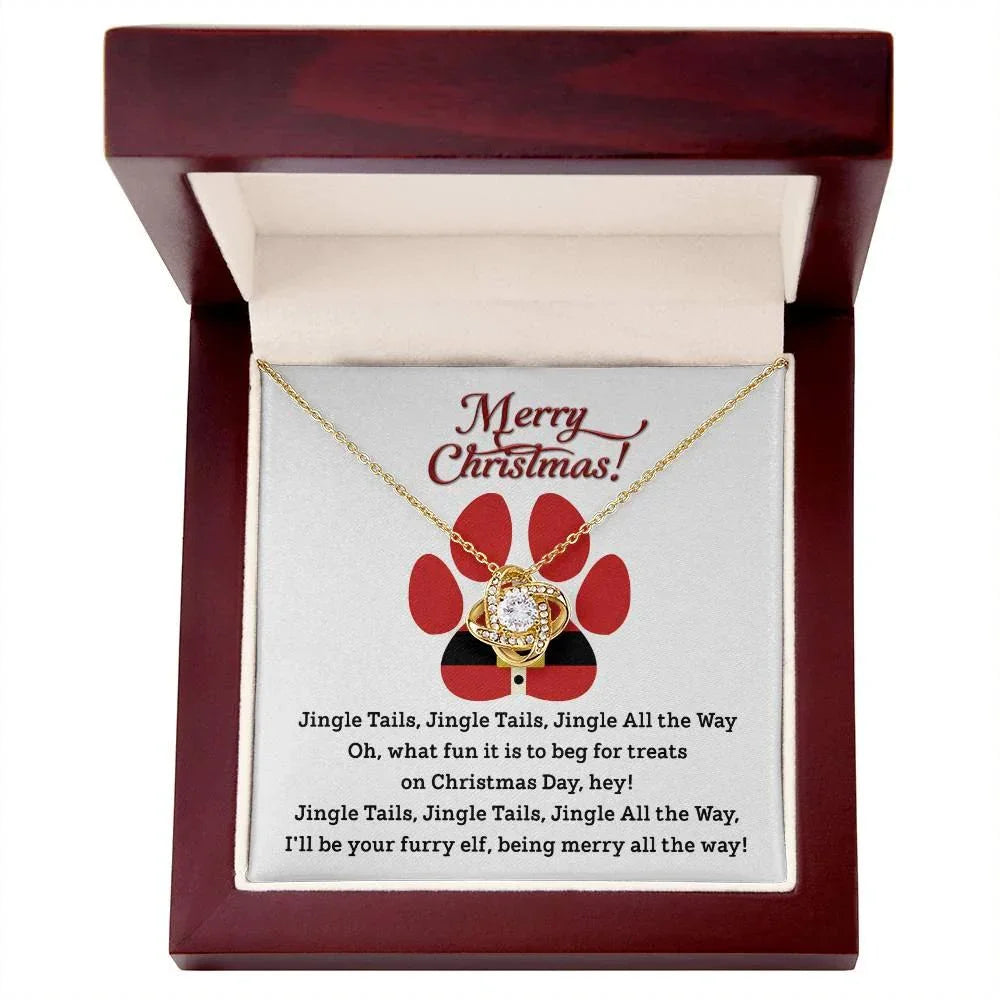 Gift for Fur Mom - Furry Elf - Love Knot Pendant Necklace