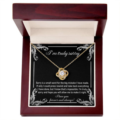 Gift for Girlfriend, Wife-Sorry, Make It Right-Love Knot Pendant Necklace - Mallard Moon Gift Shop