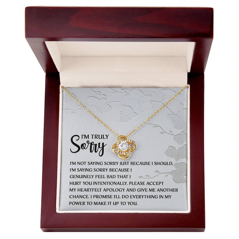 Apology Gift for Girlfriend, Wife, Soulmate - Sorry, Feel Bad - Love Knot Pendant Necklace - Mallard Moon Gift Shop