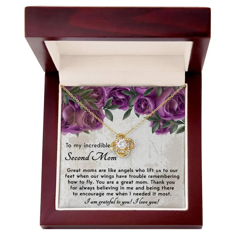 Bonus Mom Gift I am Grateful For You Love Knot Necklace