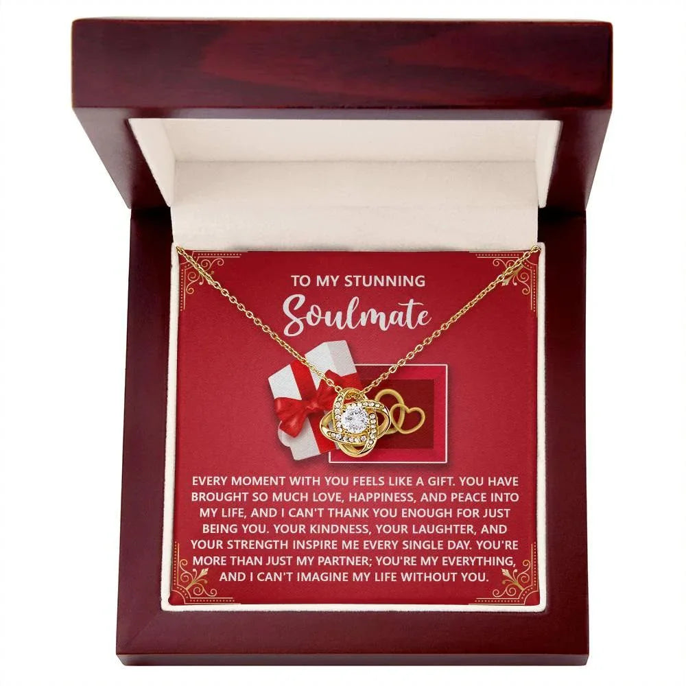Romantic Anniversary, Valentine's Day Gift for Soulmate, Wife, Girlfriend - Feels Like A Gift - Love Knot Pendant Necklace
