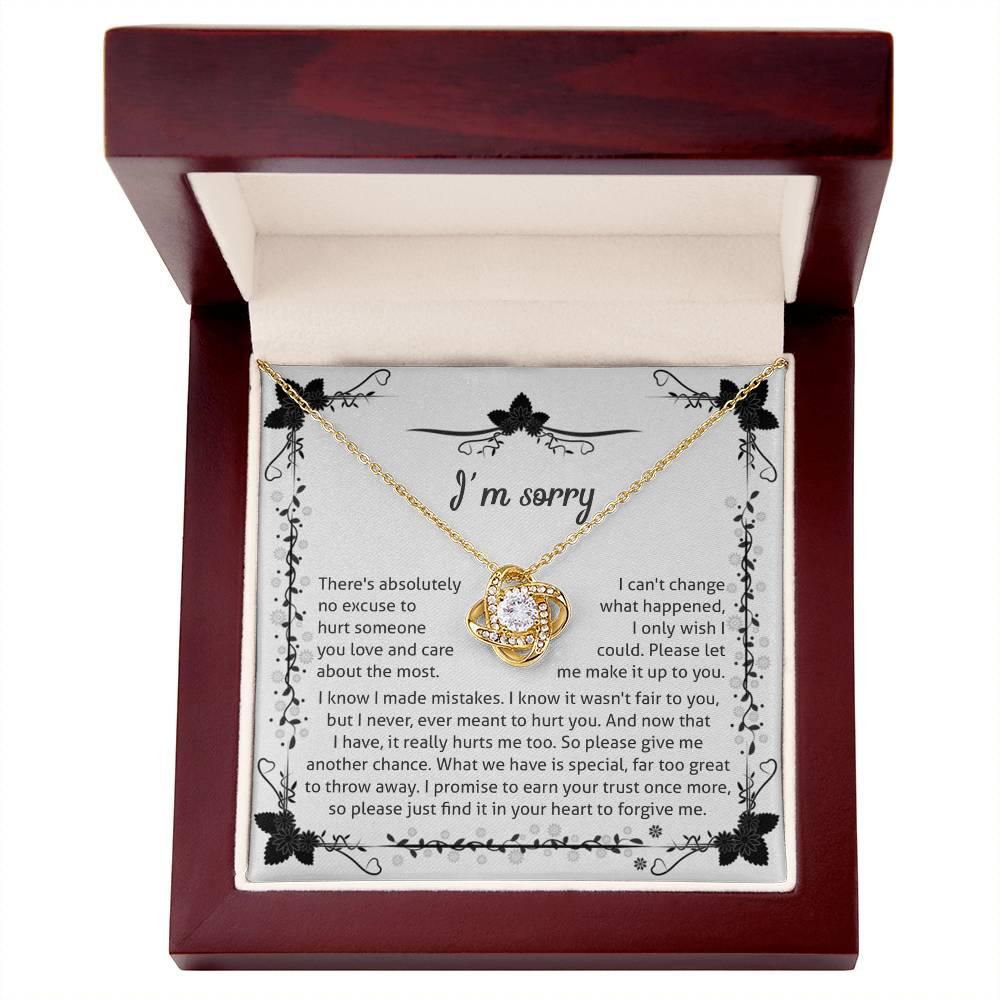 Apology - I'm Sorry, No Excuse, Another Chance - Love Knot Pendant Necklace - Mallard Moon Gift Shop