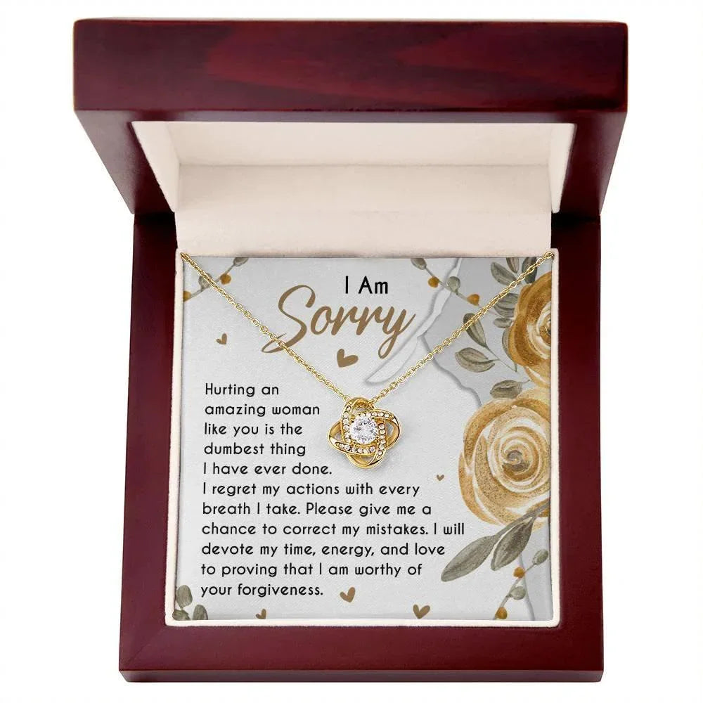 Apology Gift for Girlfriend, Wife, Soulmate - Sorry, Amazing Woman - Love Knot Pendant Necklace