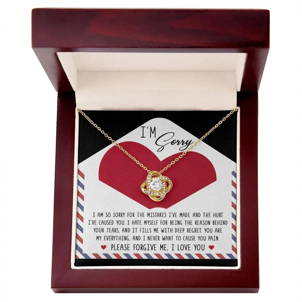 Apology Gift for Girlfriend, Wife, Soulmate - Sorry, Behind Your Tears - Love Knot Pendant Necklace