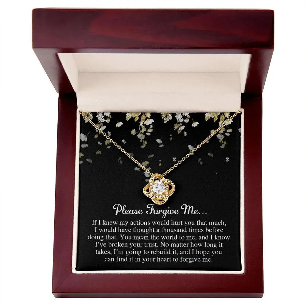 Apology Gift for Girlfriend, Wife, Soulmate - Sorry, Broken Your Trust - Love Knot Pendant Necklace