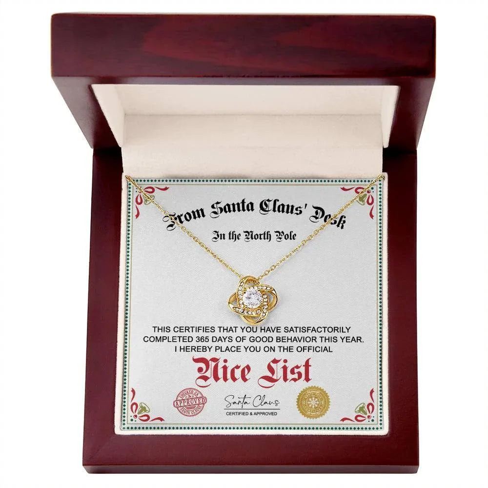 Noth Pole Nice List Gift For Her - Love Knot Pendant Necklace