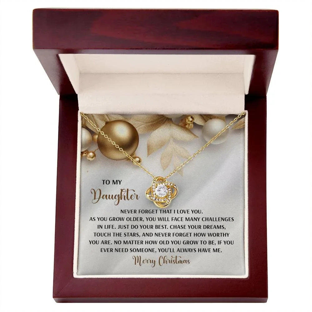 Gift for Daughter - How Worthy - Love Knot Pendant Necklace Christmas Present