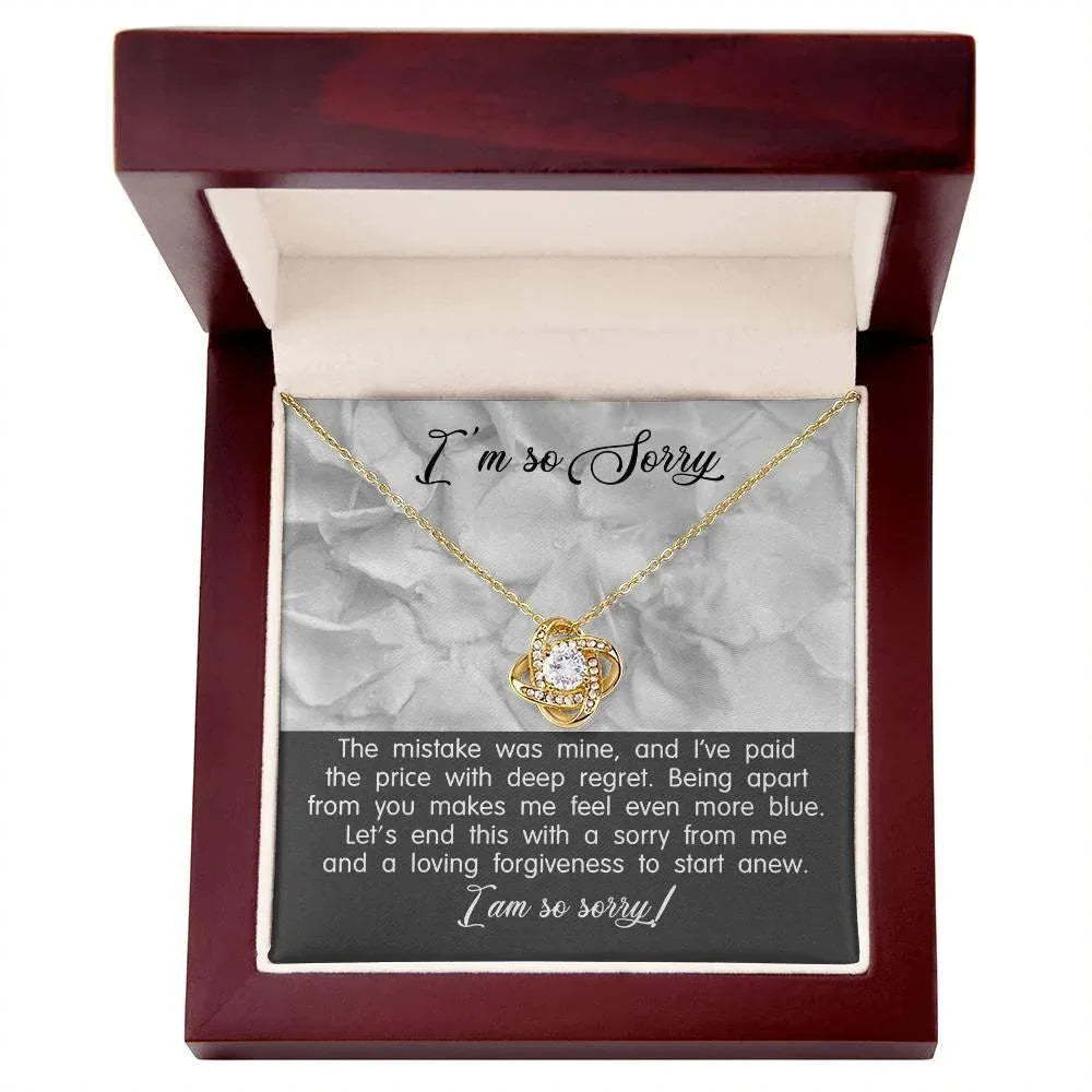 Apology Gift for Girlfriend, Wife, Soulmate - Sorry, With Deep Regret - Love Knot Pendant Necklace