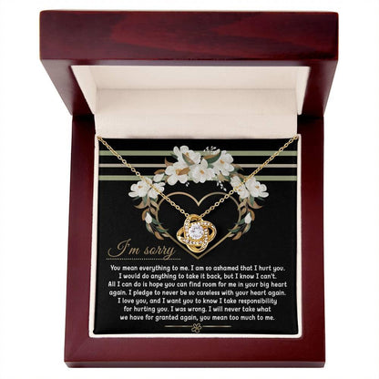 Apology Gift for Girlfriend, Wife, Soulmate - Sorry, Big Heart - Love Knot Pendant Necklace - Mallard Moon Gift Shop