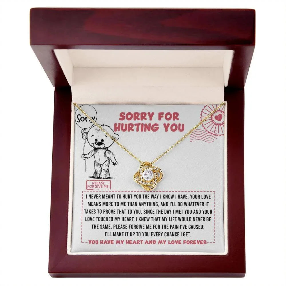 Apology Gift for Girlfriend, Wife, Soulmate - Sorry, Every Chance - Love Knot Pendant Necklace