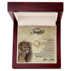 To My Daughter – “Old Lion” Dad & Daughter Love Knot Necklace | Inspirational Father-to-Daughter Gift with Heartfelt Lion Message Card