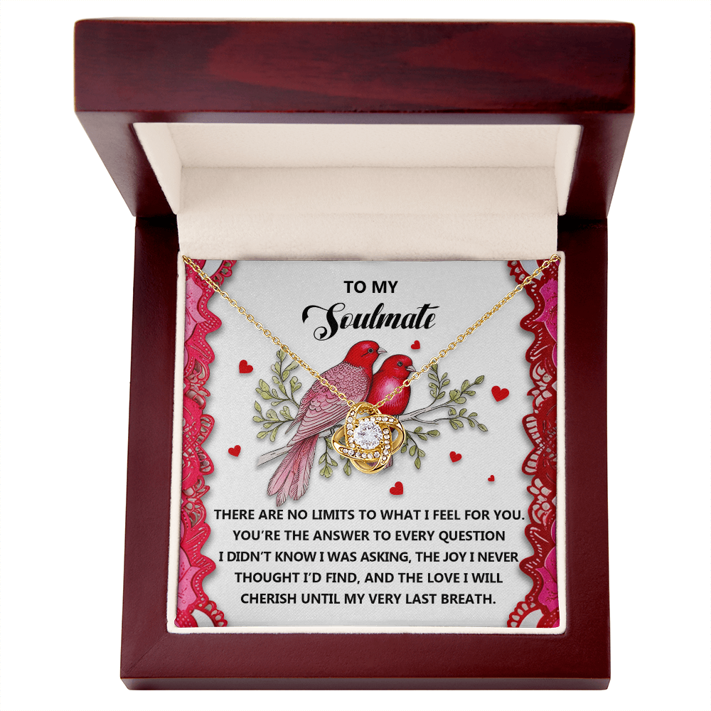 Romantic Gift for Her: Love Knot Necklace with Emotional Soulmate Message