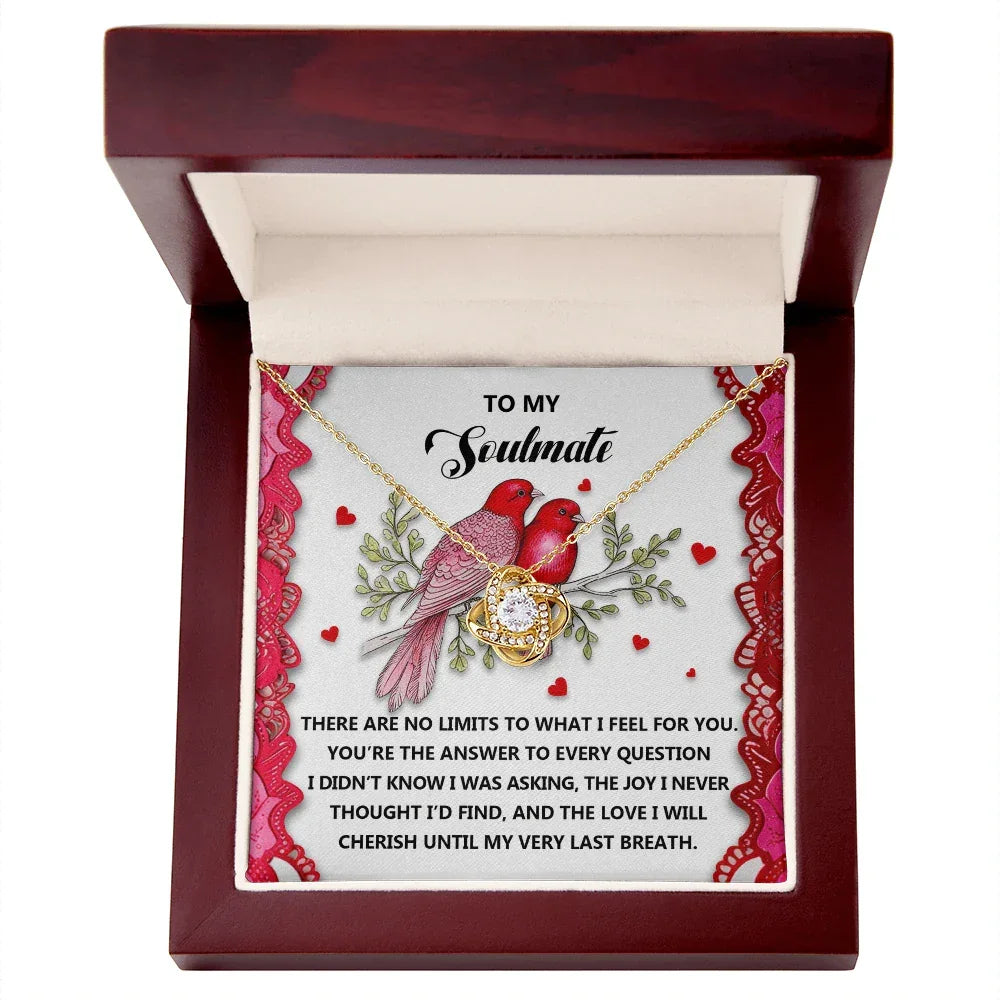 Romantic Gift for Her: Love Knot Necklace with Emotional Soulmate Message