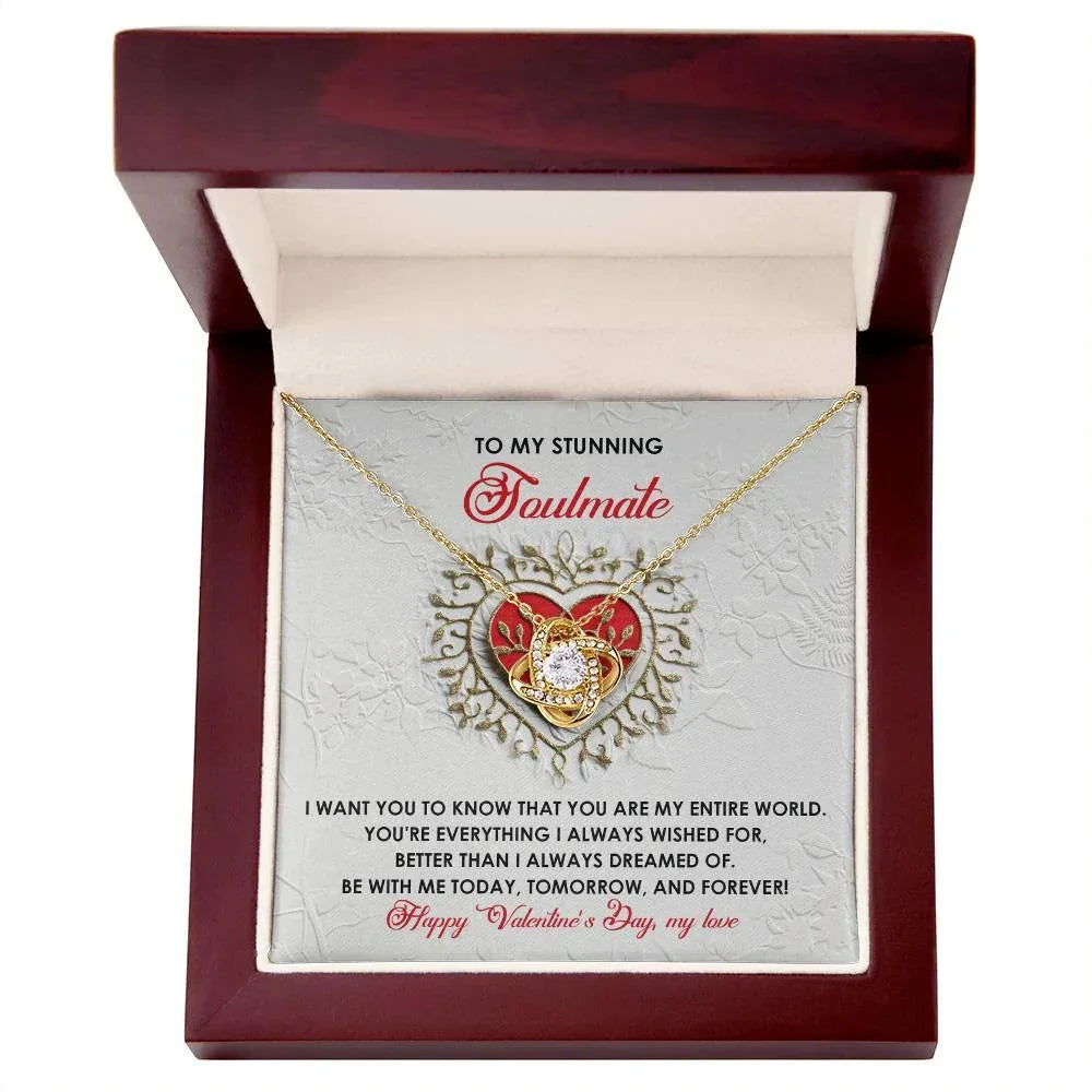 Romantic Valentine's Day Gift for Soulmate, Wife, Girlfriend -You Are My Entire World - Love Knot Pendant Necklacee