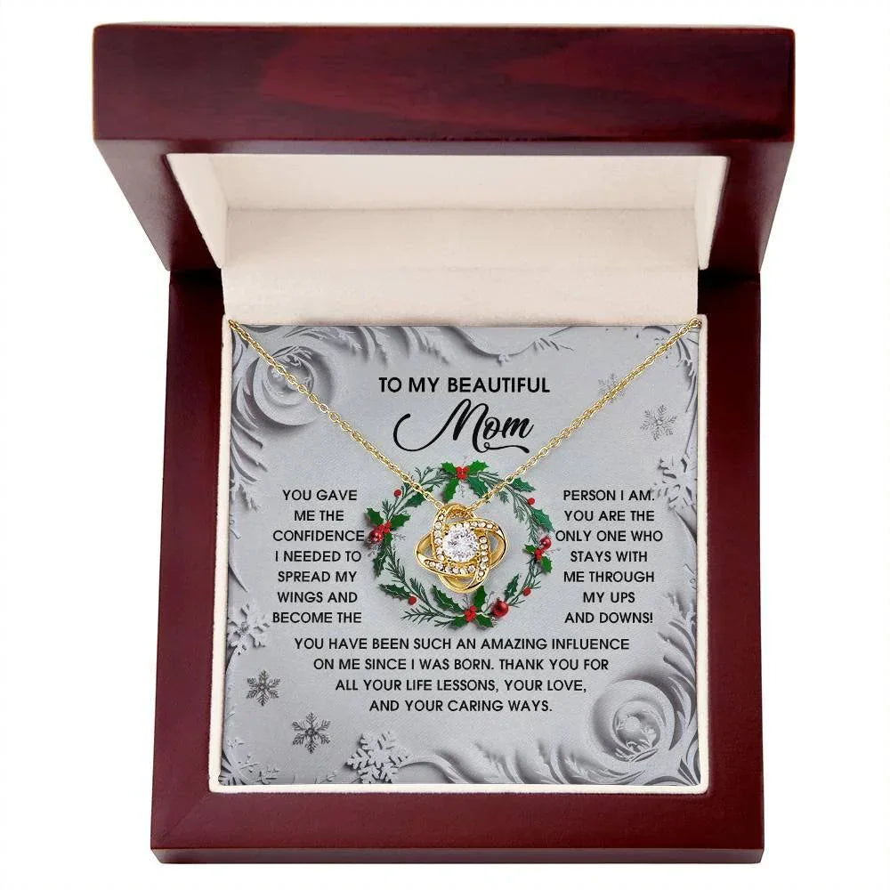 Gift for Mom - Spread My Wings - Love Knot Pendant Necklace