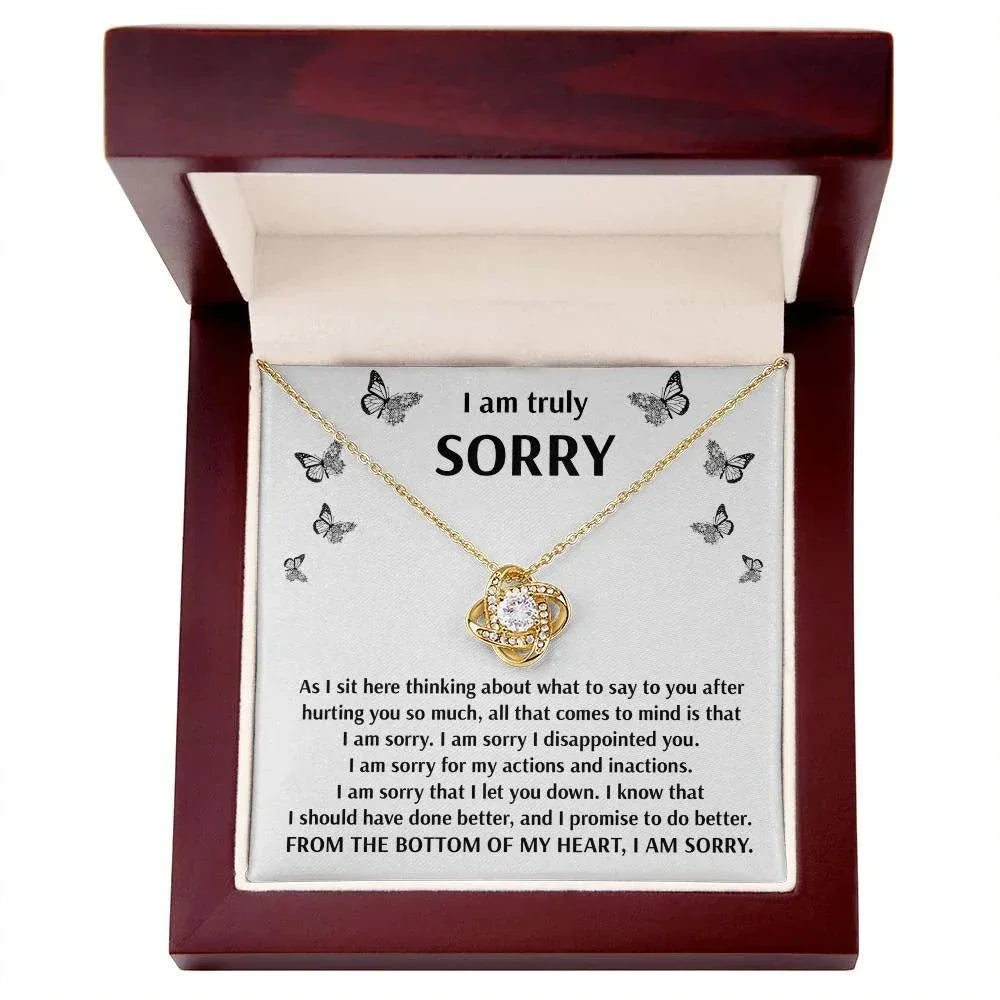 Apology Gift for Girlfriend, Wife, Soulmate - Sorry, Done Better - Love Knot Pendant Necklace