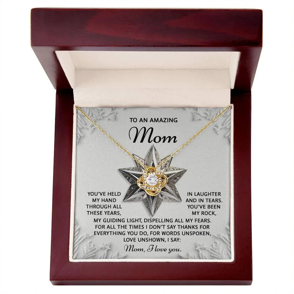 To an Amazing Mom Christmas Love Knot Necklace – Holiday Gift with Heartfelt Message Card, Sentimental Christmas Gift for Mother, Daughter to Mom Keepsake