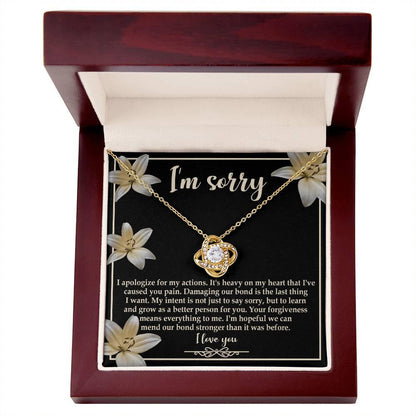 Apology Gift for Girlfriend, Wife, Soulmate - Sorry, The Last Thing - Love Knot Pendant Necklace - Mallard Moon Gift Shop