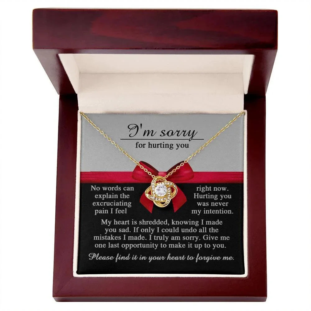 Apology Gift for Girlfriend, Wife, Soulmate - Sorry, Made You Sad - Love Knot Pendant Necklace