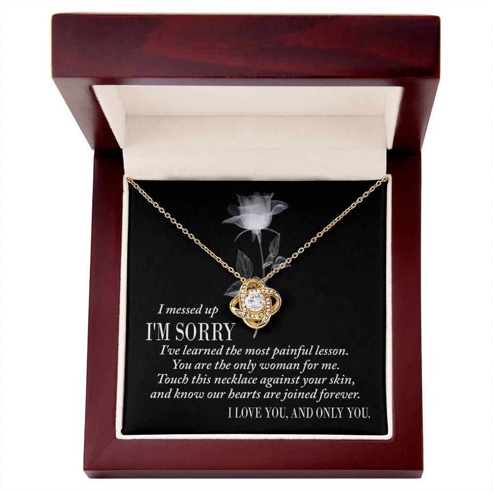 Apology Gift for Girlfriend, Wife, Soulmate - Sorry, Painful Lesson - Love Knot Pendant Necklace - Mallard Moon Gift Shop