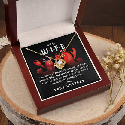 To My Wife - Old Lobster Couples Love Knot Pendant Necklace - Mallard Moon Gift Shop