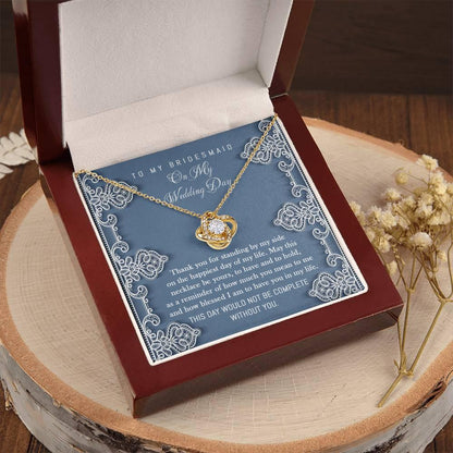 Bridesmaid Gift - Thank You for Standing By My Side Love Knot Pendant Necklace - Mallard Moon Gift Shop