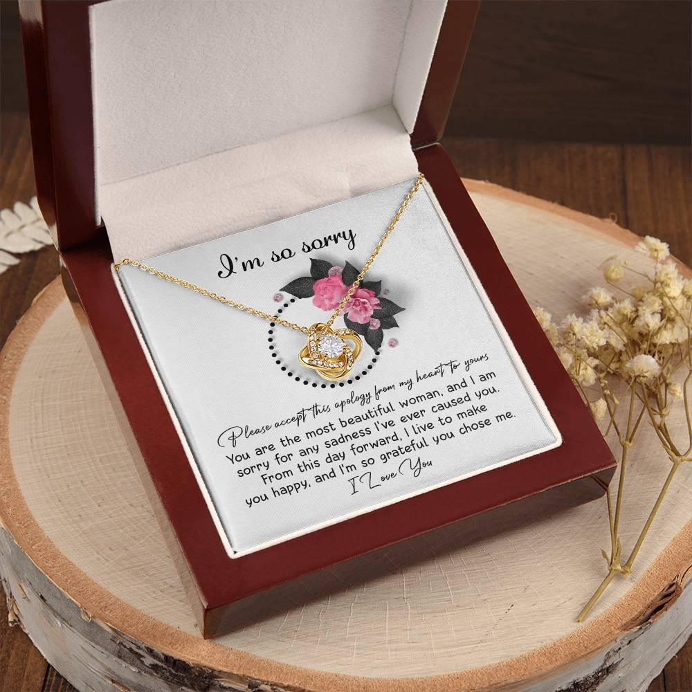 Apology Gift for Girlfriend, Wife, Soulmate - Sorry, Make You Happy - Love Knot Pendant Necklace - Mallard Moon Gift Shop