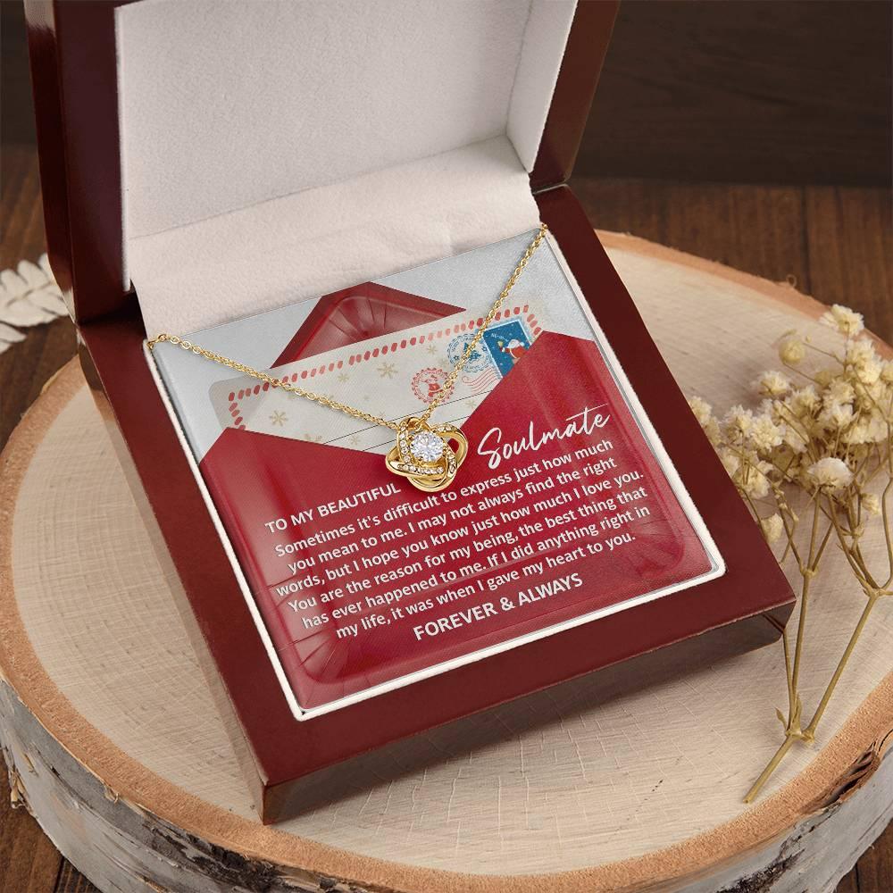 Gift for Soulmate - Right Words - Love Knot Pendant Necklace - Mallard Moon Gift Shop