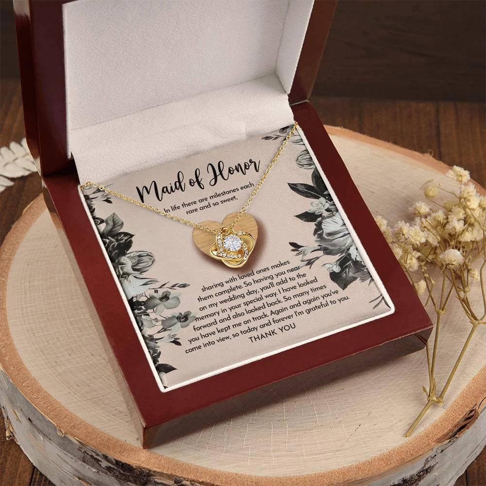 Maid of Honor Wedding Day Gift - My Wedding Day - Love Knot Pendant Necklace