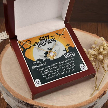 Wife Happy Halloween - Ghost Husband and Wife - Love Knot Necklace - Mallard Moon Gift Shop