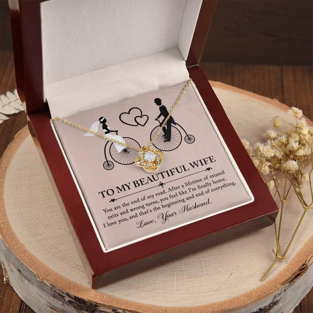 Wife Wedding Day Gift - I'm Finally Home Love Knot Pendant Necklace - Mallard Moon Gift Shop