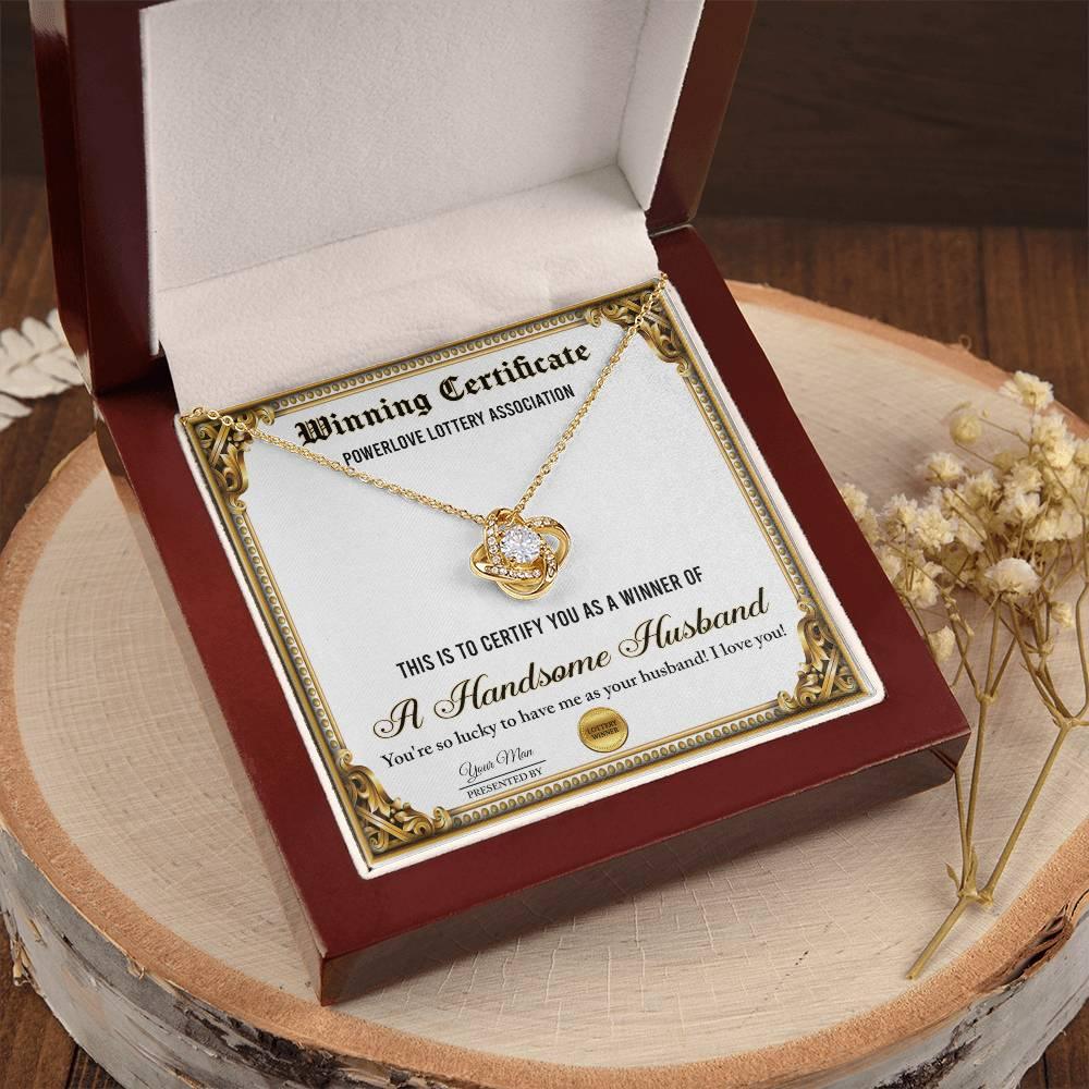Wife Wedding Day, Anniversary, Birthday Gift - Winning Certificate - Love Knot Pendant Necklace - Mallard Moon Gift Shop