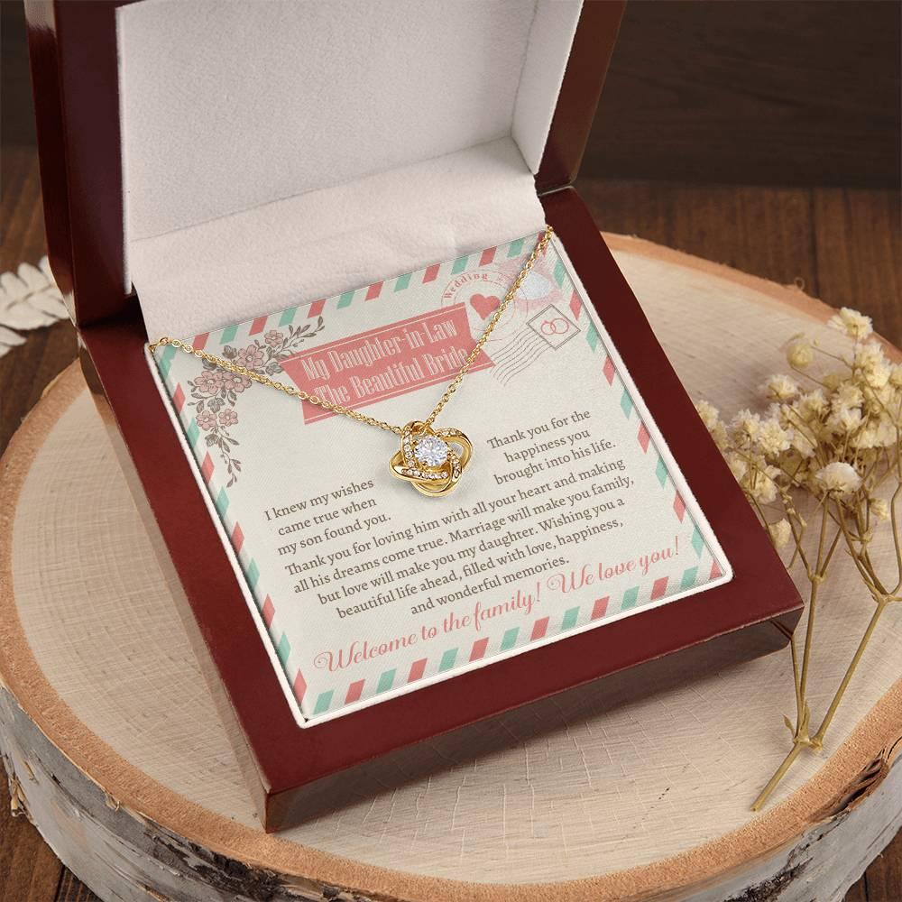 Daughter-In-Law Wedding Day Gift Welcome to the Family Love Knot Pendant Necklace - Mallard Moon Gift Shop