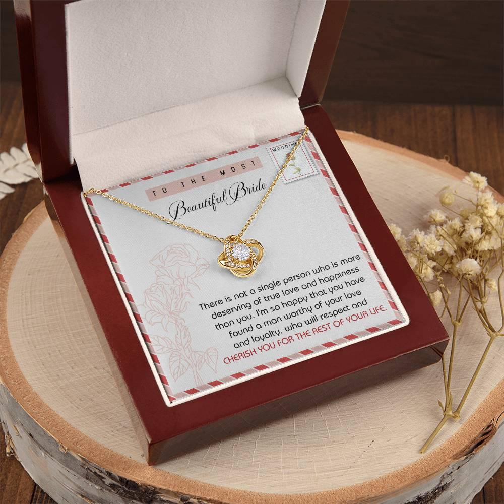 To The Beautiful Bride Wedding Gift Love Knot Pendant Necklace - Mallard Moon Gift Shop