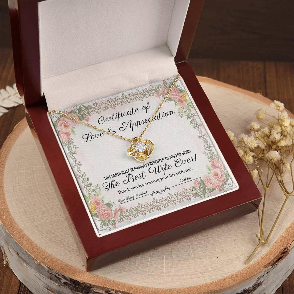 Wife Wedding Day, Anniversary, Birthday Gift - Love & Appreciation - Love Knot Pendant Necklace