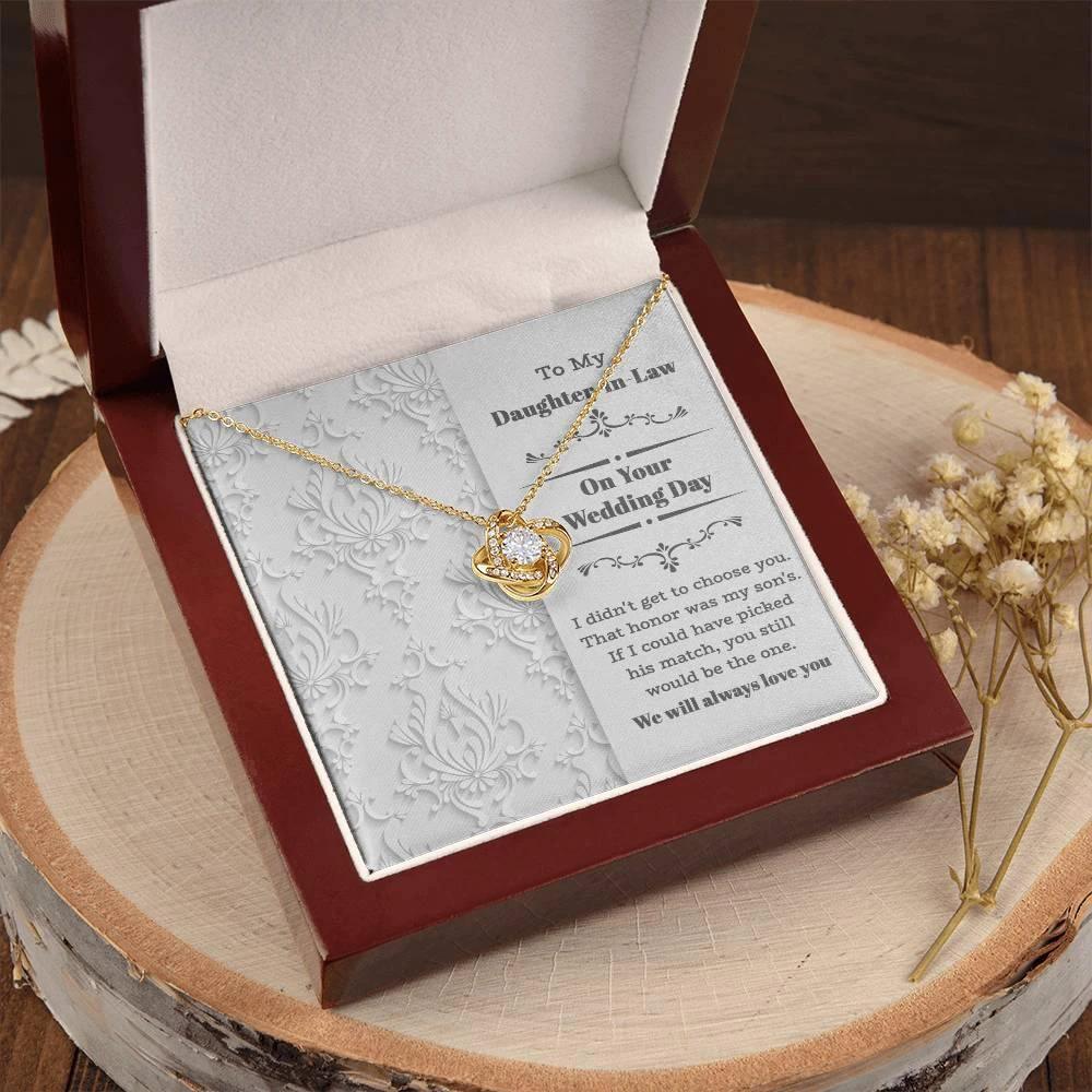 Daughter-In-Law Wedding Day Gift My Son Chose You Love Knot Pendant Necklace