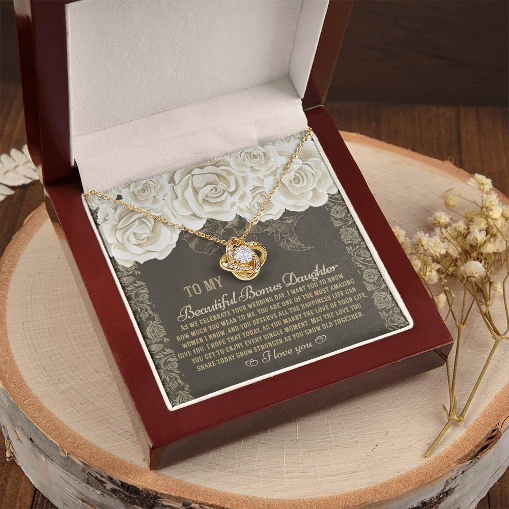 Bonus Daughter Wedding Day Gift - Grow Old Together - Love Knot Pendant Necklace - Mallard Moon Gift Shop